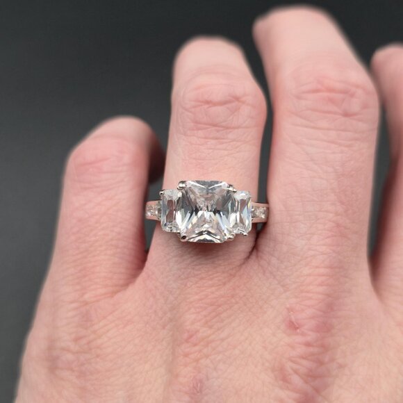 Size 8.75 Sterling Silver Quality Cubic Zirconia Gems Ring A6504 - Picture 4 of 9